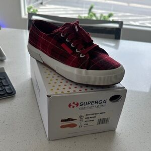 Superga Red Multi Plaid Sneakers